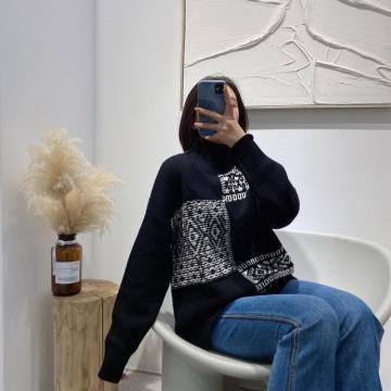 Sweater bulu hangat phoenix jalan tinggi yang longgar