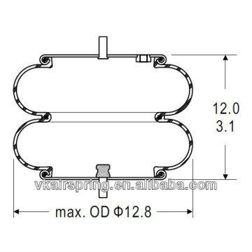Double convoluted air spring/Air suspension 2B12-411/Car part For FRUEHAUF