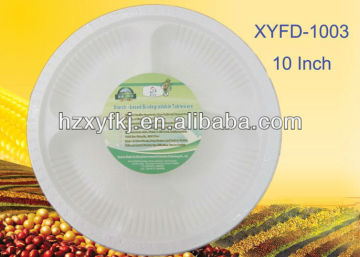 biodegradable disposable 10 inch three compartments plastic plate