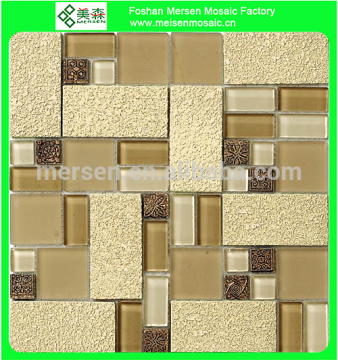 iridescent glass mosaic tile glass mix stone mosaic tile hotsale SK106