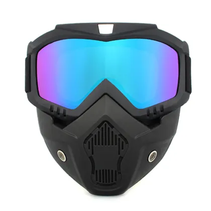 Windproof Skull Motorcycle Mask with Detachable Modular Goggles