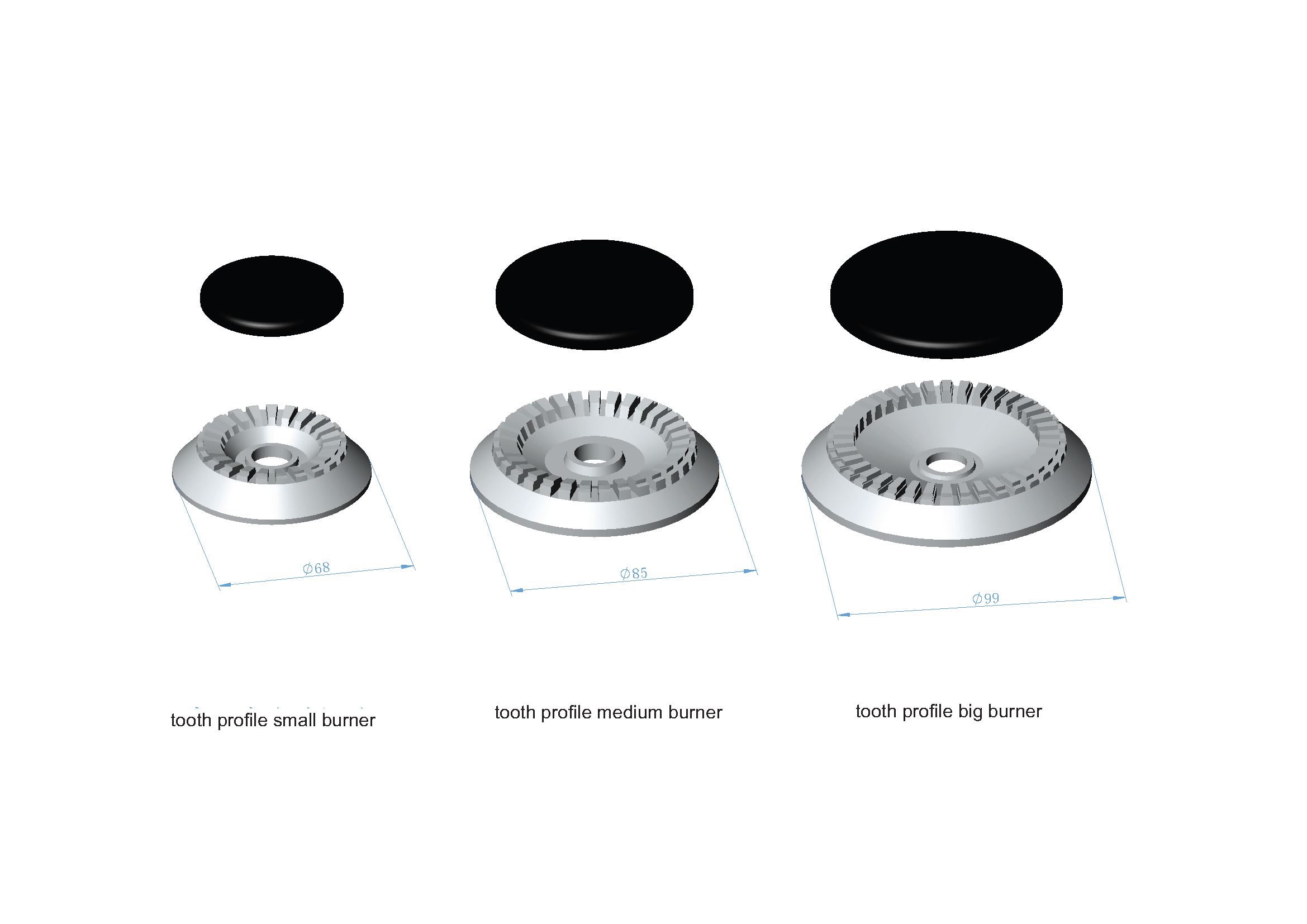 tooth profile burner size