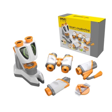 STEM Toy Set: 8X Binoculars, Monocular Telescope, Magnifier, and 1200X Microscope for Kids' Science Exploration