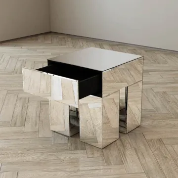 Home Furniture Mirrored Bedside Table
