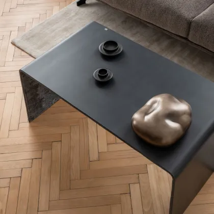 Black Monolithic Living Room Concrete Coffee Table