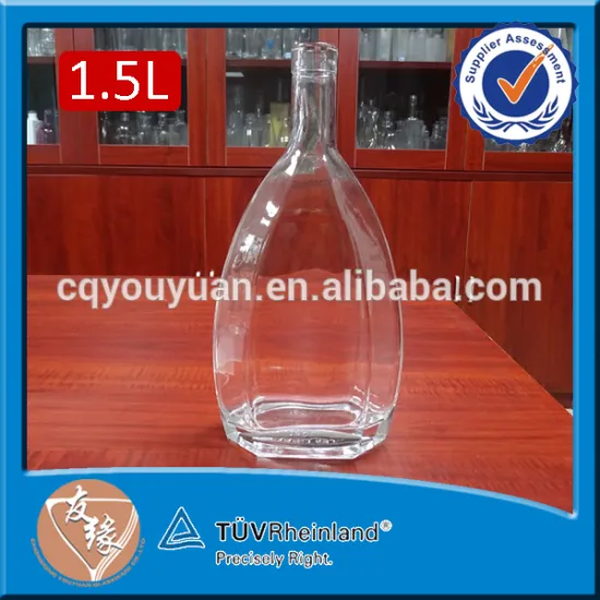 Custom made bar top corkmouth high white glass 1.5 L Xo brandy liquor gift glass bottles