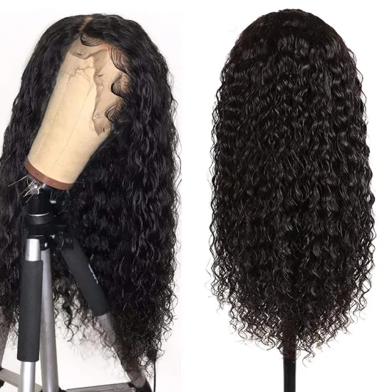 Factory Wholesale Human Hair Highlight High Ponytail Natural Color Pre Plucked Water Mongolian Curly Wig
