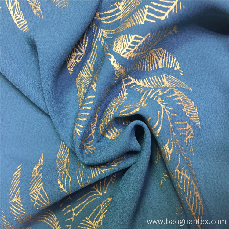 Breathable Gold Foil Printed 100% Polyester Chiffon Cloth