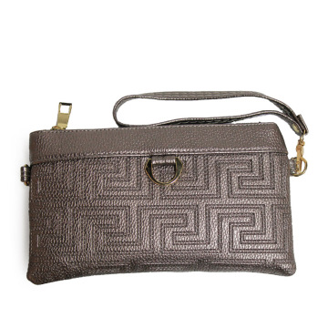 Wholesale sliver small PU leather women clutch bag messenger bag