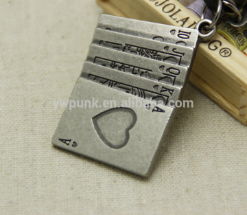 4.5cm anti silver poker HOT SALE Fashion playing cards Necklace for men