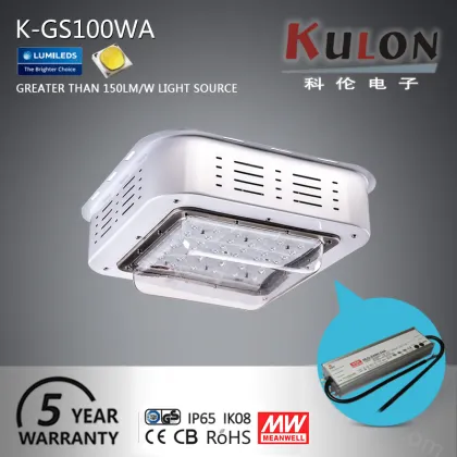 PC cover dustproof ip65 rated 100w gas stations led canopy lighting