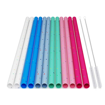 Reusable Silicone Drinking Straws with Cleaning Brush