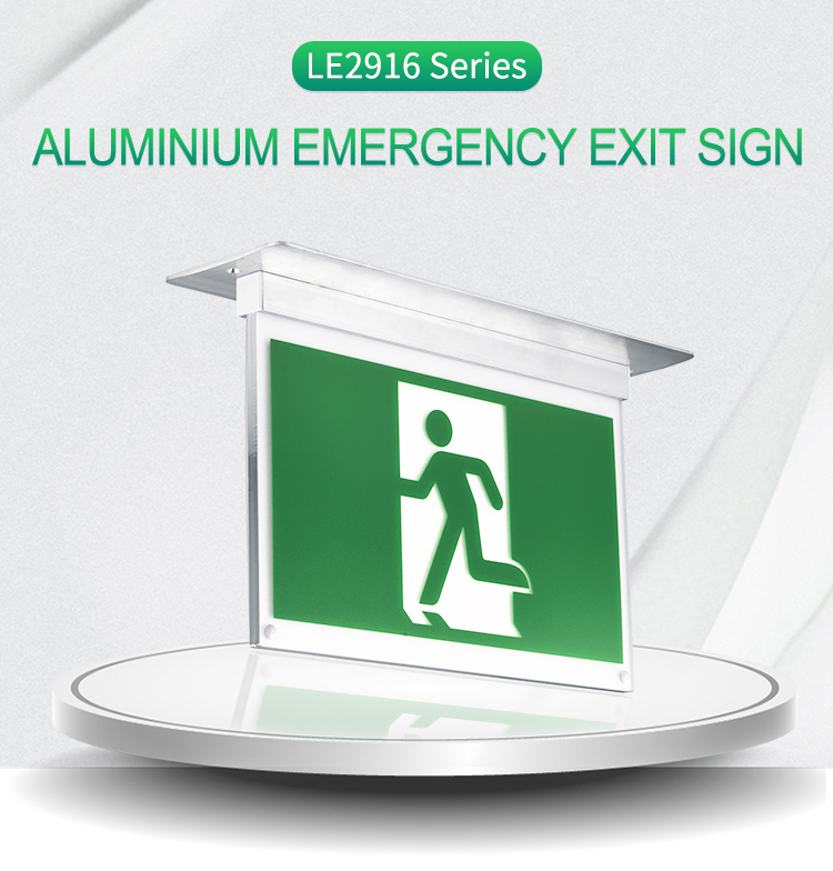 Chinese manufacturer new style aluminum self luminous recessed mounting exit light LE2916-C