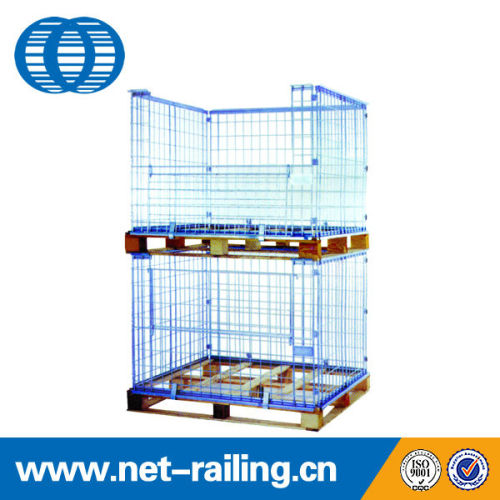 Euro collapsible warehouse stackable mesh pallet cage