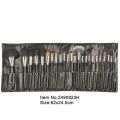 24pcs đen nhựa xử lý động vật/nylon tóc Mỹ phẩm brush với màu đen PU thư mục