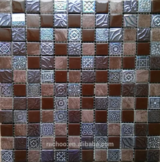 Brown solid glass mosaic tile backsplash kitchen bathroom wall flooring