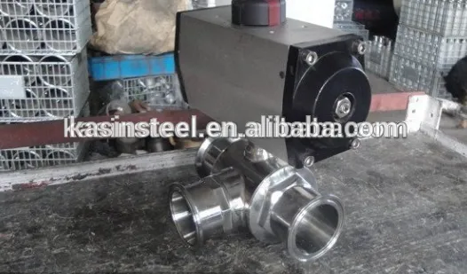 Pneumatic SS 316 BSP 3 way ball valve