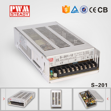 S-201W LED strip use high efficiency constant voltage AC DC 17A 201W dc regulated power supply 12v