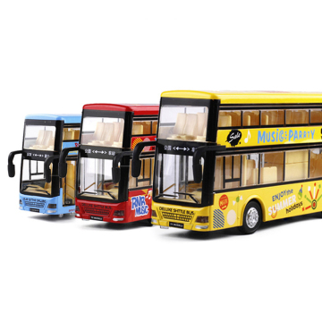 1/36 Diecast Model Car Toy Vehicles Pullback Double Decker Bus for Boys