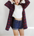 Baju longgar flanel plaid wanita