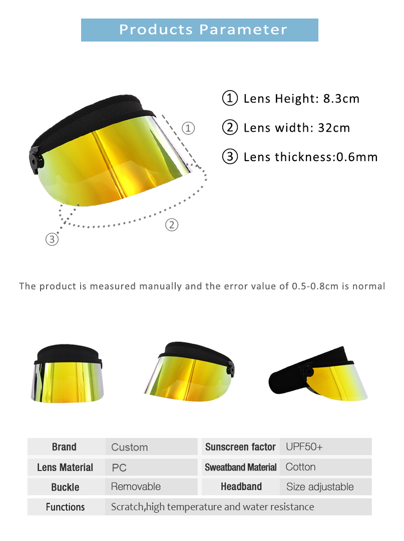 Sport Visor Face Shield Uv Protection Sun Visor Hat Factory