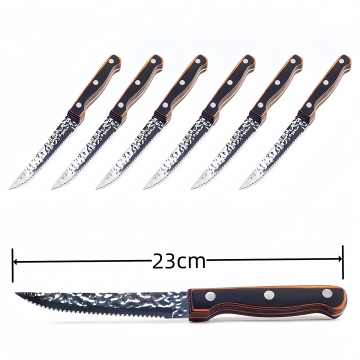 Kantonmesse 6-teilige elegante Steakmesser-Set-hochwertige Hämmerung mit Nicht-Stick-Beschichtung
