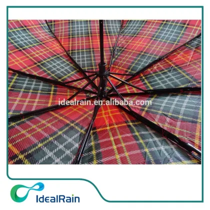 Polyester Red and green plaid umbrella paraguas barato al por mayor