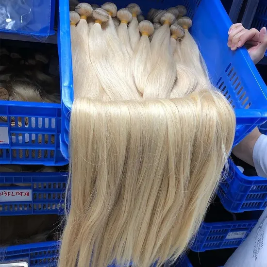 Wholesale 613 Cuticle Aligned Virgin Hair,Russian Blonde Virgin Human Hair Bundle,40 Inch Blonde Brazilian Human Hair Extension