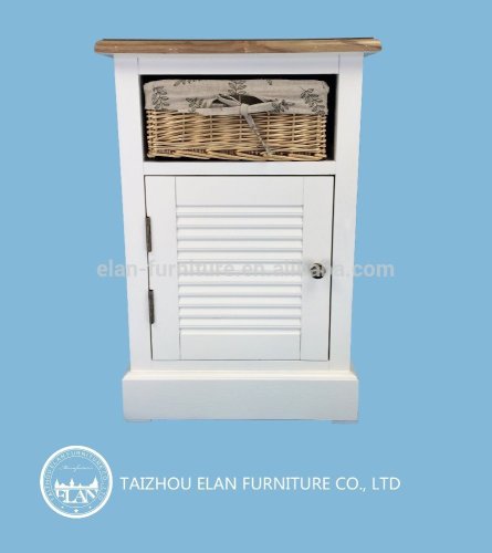 Solid wood furniture storage wooden lowboard cabinet with rattan basket drawers