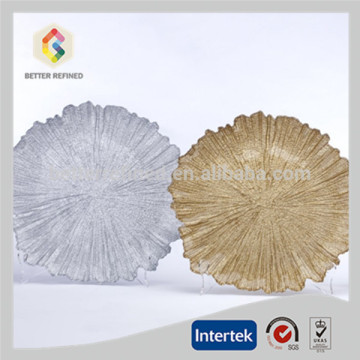 Wholesale silver gold glass charger plate for wedding