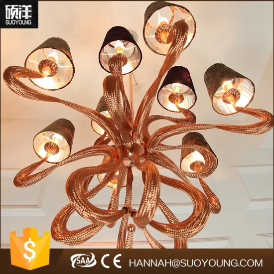 2016 classic fabric shade chandelier Copper color luxury vintage modern pendant lighting for hotel