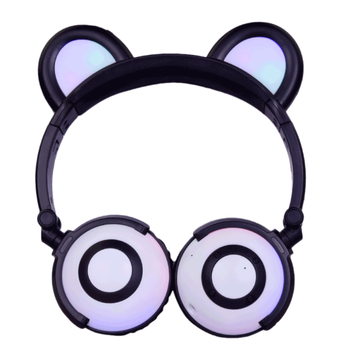 Headphone Musik Telinga Panda Nirkabel Dengan Lampu LED