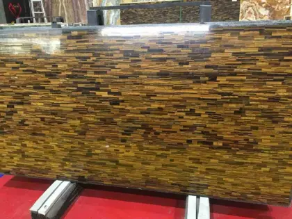 Yellow tiger eye stone slab