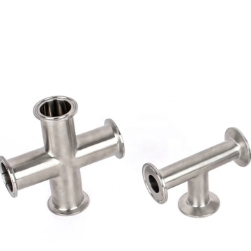 Stainless Steel DIN Cross Sanitary Pipe Fitting with Clamp End