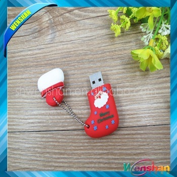 2015 hot selling christmas shoes usb 4gb pvc christmas shoes shape usb thumb drive