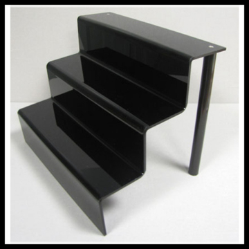 black acrylic display stand with step,acrylic cosmetic display holder,acrylic display rack