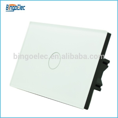 AU/US standard 1 gang white color toughened glass panel touch switch