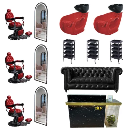 Modern Spa Hair Salon Equipment Package - Pink Beauty Salon Furniture Set