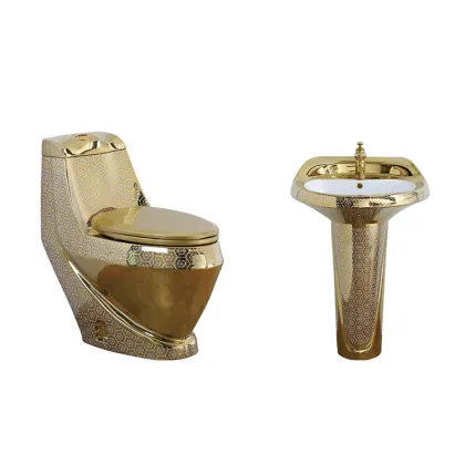 Golden Royal Design One-Piece Bathroom Ceramic Toilet