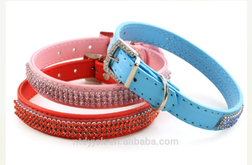 rhinestone luminous leather dog collars for small order