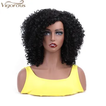 Vigorous High Temperature Short Kinky Curly Wigs for African American Women Black Synthetic Party Wigs Heat Resistant Wholesale