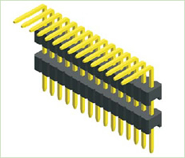 0.050"/1.27mm Pin Header DIP Right Angle Single Row Double Plastic