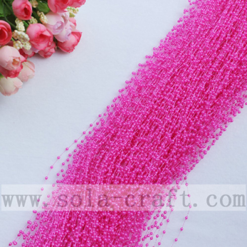 Rose Red Color Wire Pearl String Beaded Garland For Party Supplies