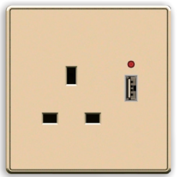 Wall square socket with one gang USB