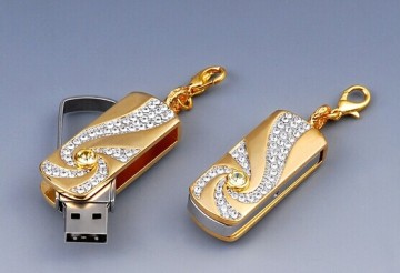 Customized Golden Color Crystal USB