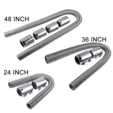 Universal Stainless Steel Radiator Flexible Coolant Water Hose Kit - 24", 36", 48" with Caps