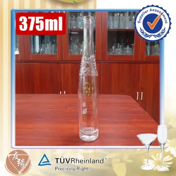 Heavy weight design high transparent empty 375ml glass wine with corks bottles manufacturer