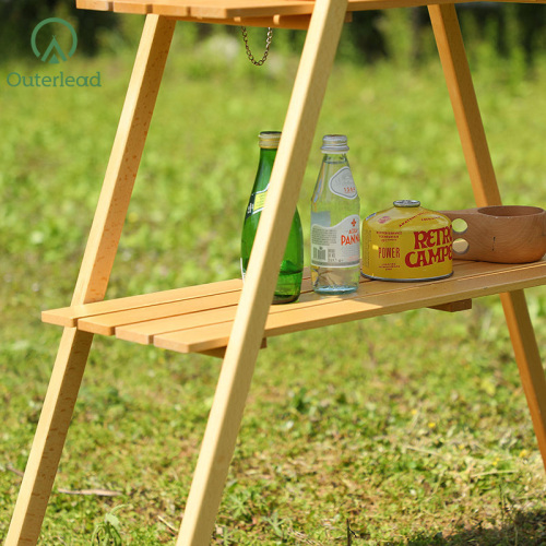 aluminium camping table Factory Direct Sale Beech Wood Portable Shelves Camping Gear Factory