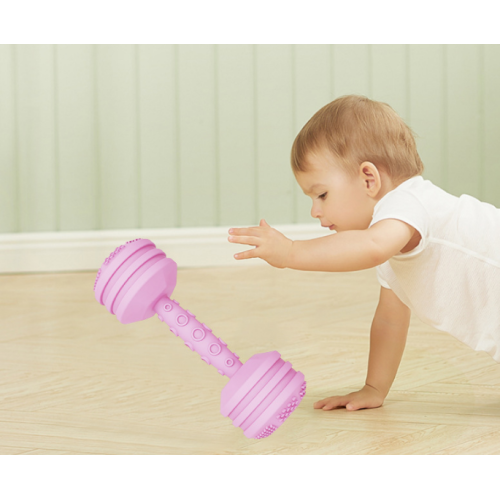 Dumbbell Infant Rammle Silicone Theitting speelgoed