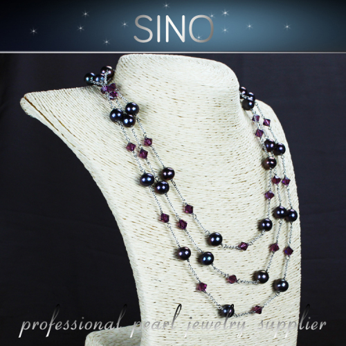 freshwater pearl necklace PN158 rose quartz necklace pendant necklace flower necklace